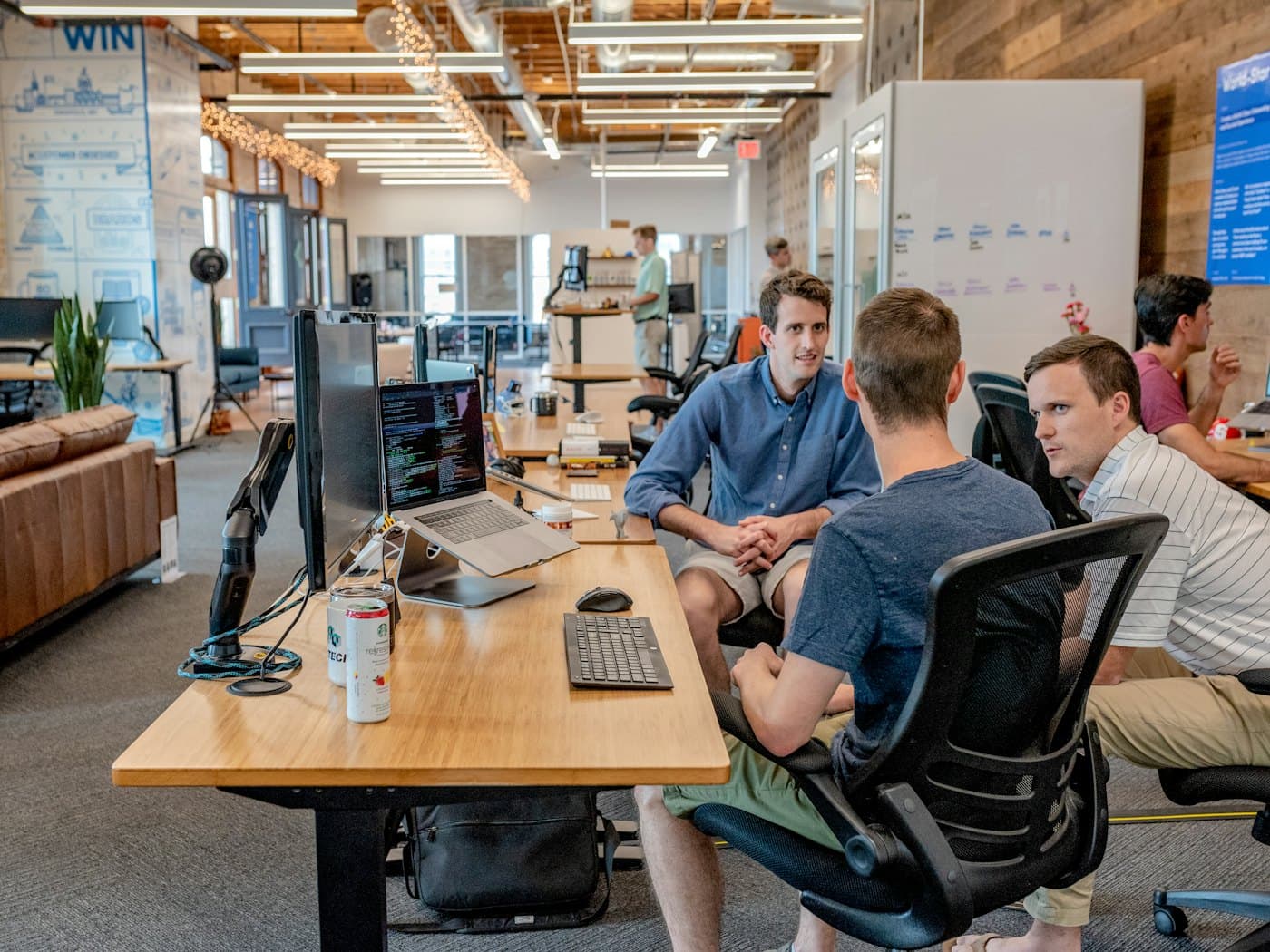 Professionals in a bright office meeting
